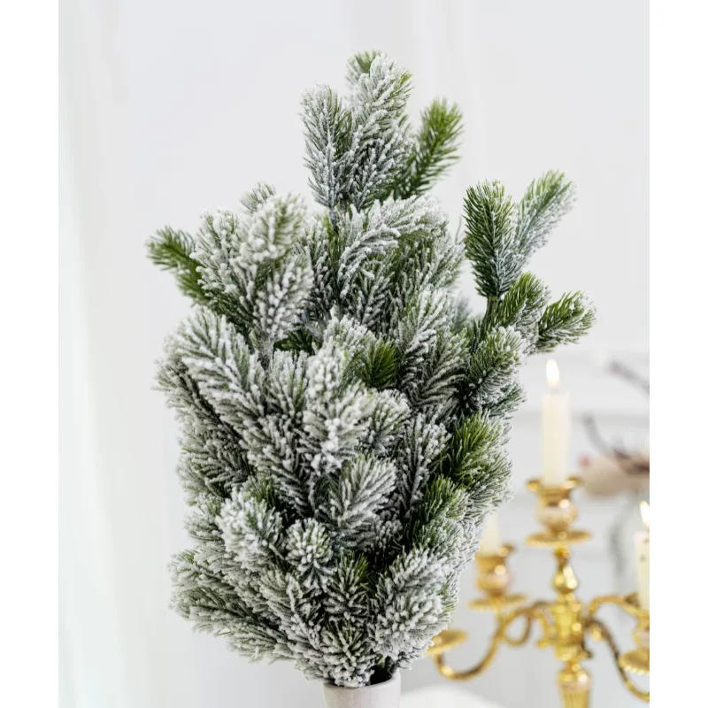 Description Picture 6 of item1pcs Christmas Tree Pine Branches Artificial Fake Plants Snow Pines Garland For Christmas Wreath Party Decor Xmas Gifts Ornament