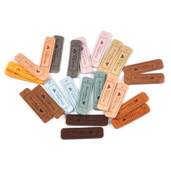20Pcs 10 Colors Heart With Handmade Embossed PU Leather Labels For Hat Bag Sewing DIY Material Garment Tags Handmade Accessories