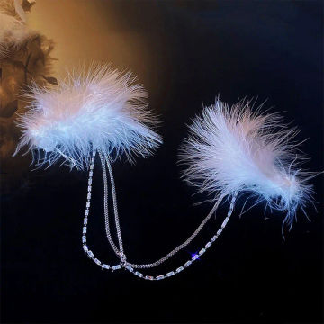 Hair Ornament Alloy Girls  Gift Chain Headdress Feather Hairpin Korean Style Hair Clip Bow Duckbill Clip Women Hair Accessories