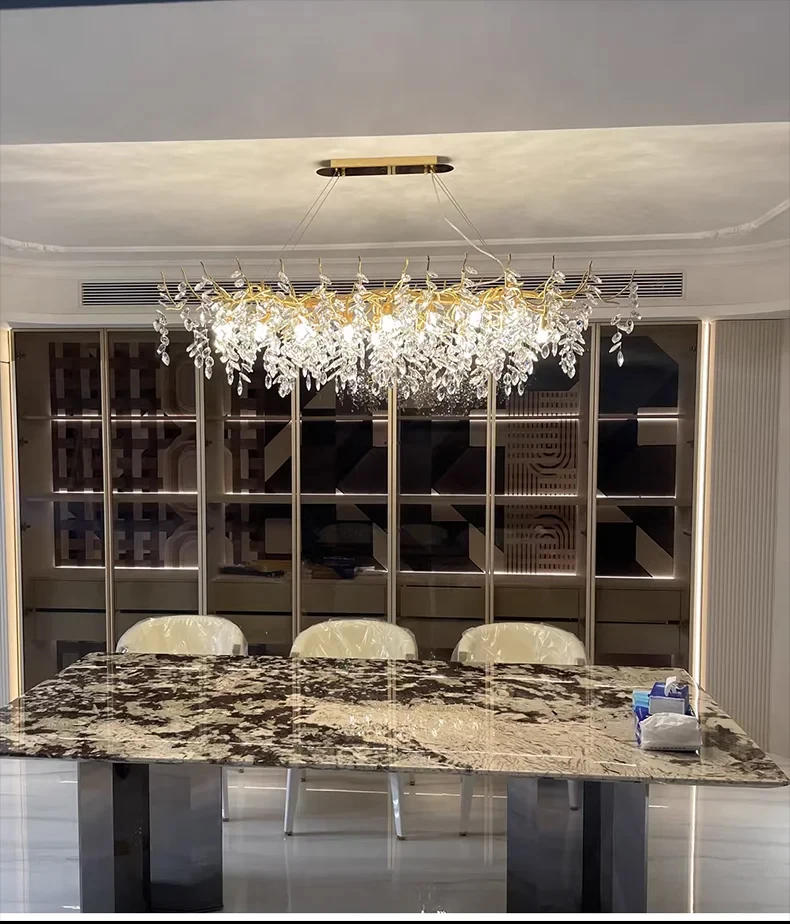 Description Picture 4 of itemModern Luxury Crystal Branches Ceiling Chandelier Living Dining Room Led  Pendant Lights Bedroom Crystal Hanging Lamp Fixture