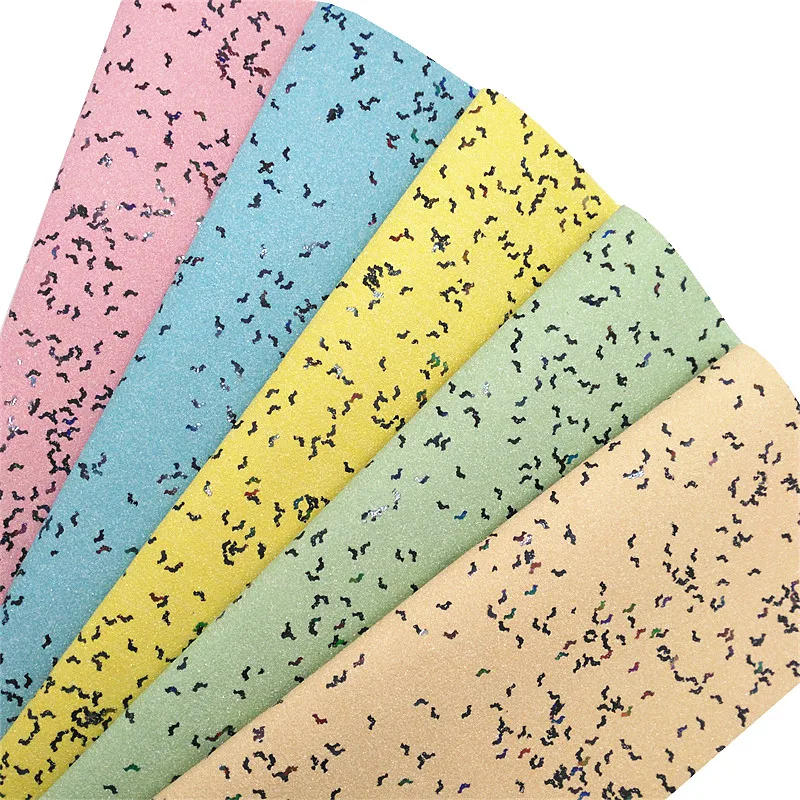 Description Picture 5 of item0.8mm Rolls Sheets Halloween Bats Glitter Faux Leather Glitter Synthetic Leather felt backing Glitter Vinyl Fabric DIY Bows W560
