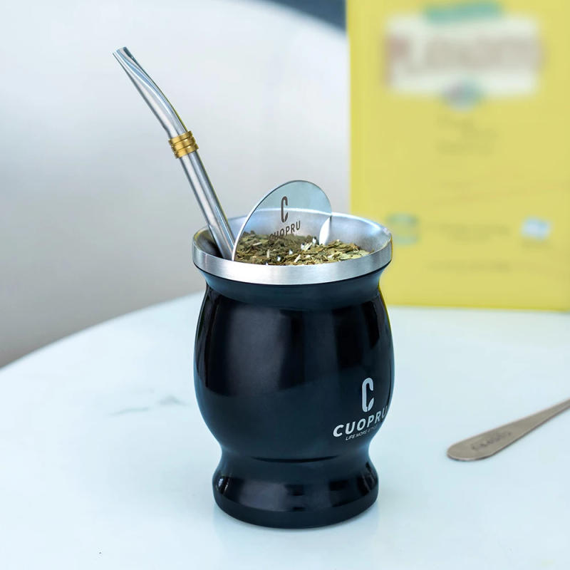 Description Picture 5 of itemYerba Mate Cup 304 Stainless Steel Double Wall Gourd with Bombillas and Cleaning Brush and Tea Separato, 8oz, Argentine