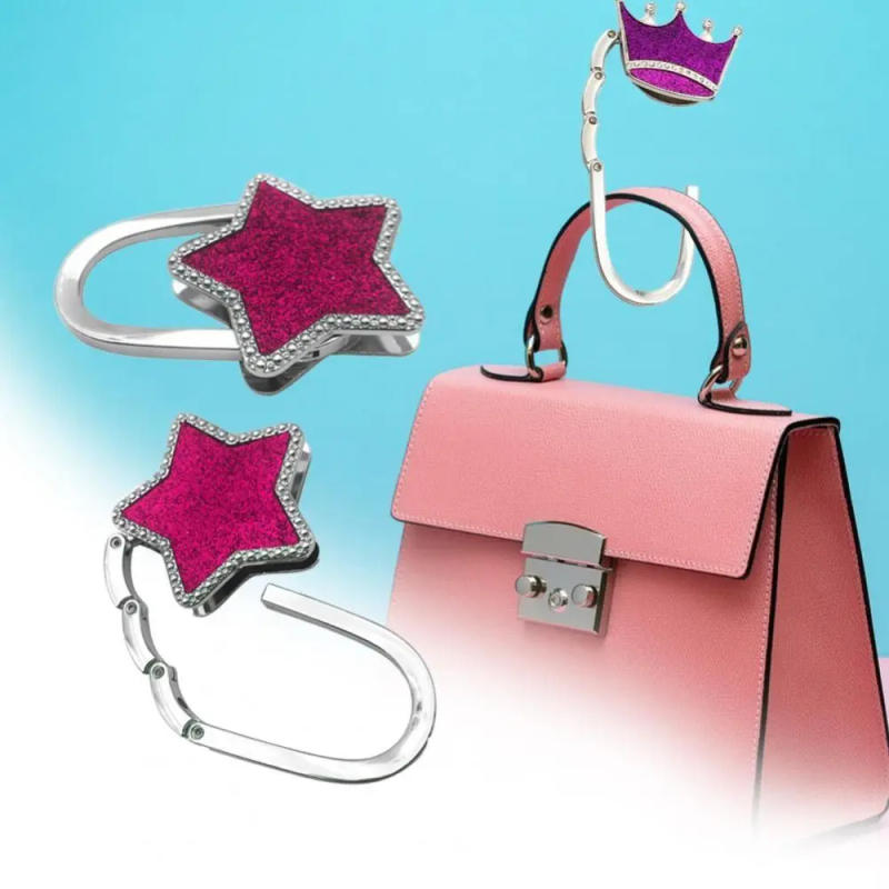 Description Picture 6 of itemPortable Star Shape Handbag Hook Shiny Folding Table Edge Handbag Hanger for Home Keychain Cute Bag Pendant Multi-Purpose Hooks