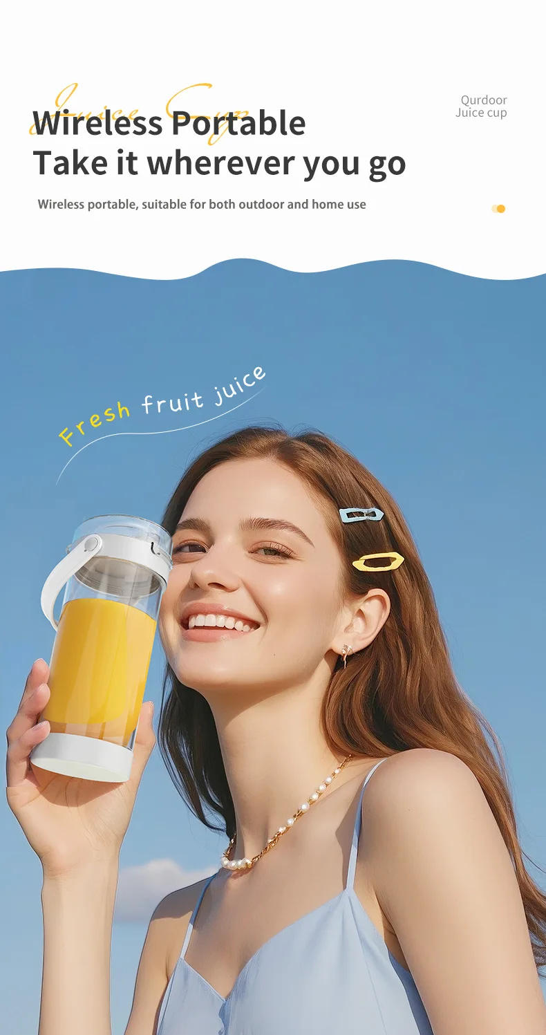 Description Picture 5 of item600ML Portable Juicing Cup Multifunctional Household Crushed Ice Juicer Outdoor USB Rechargeable Electric  Fruit Juice Machine