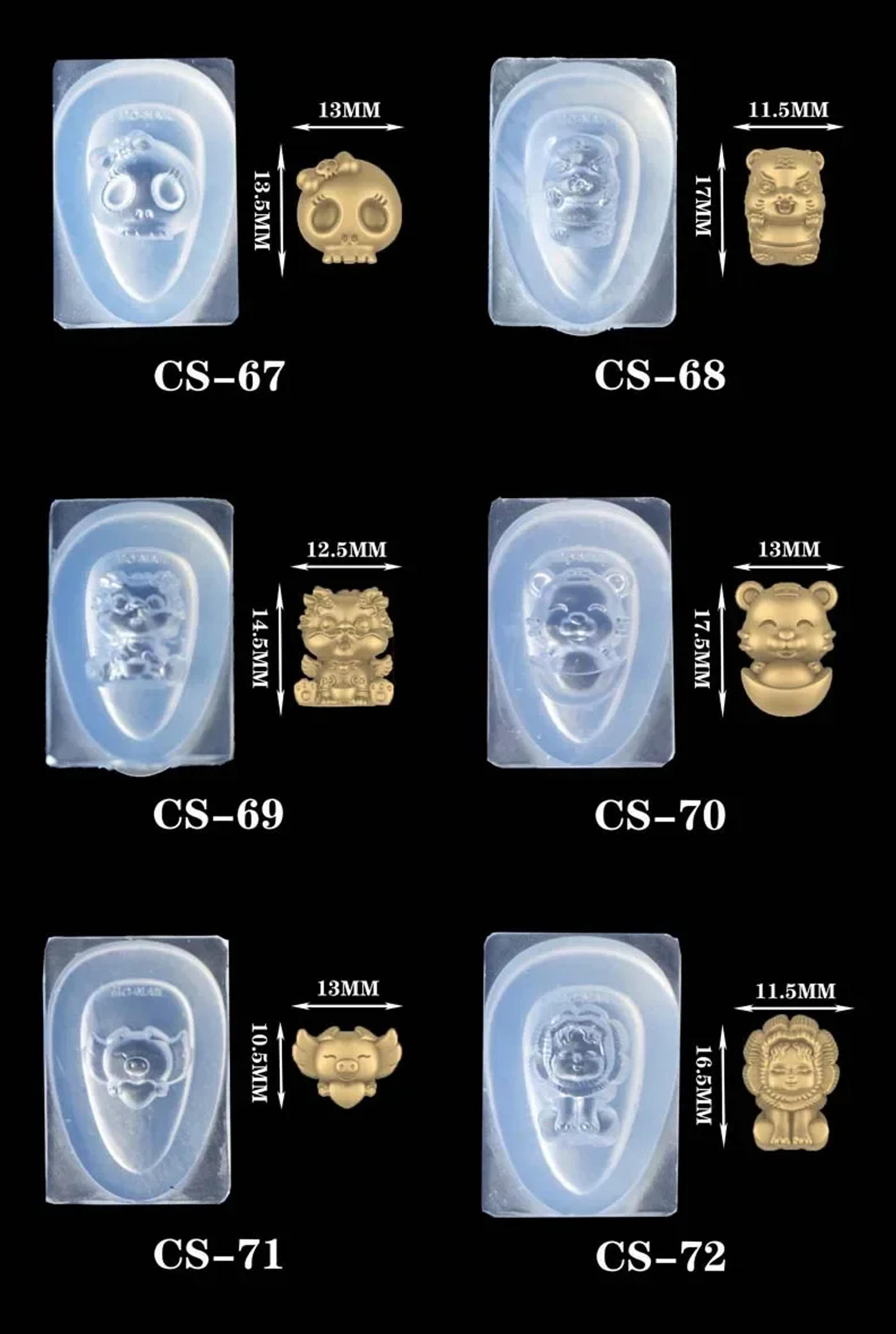 Description Picture 4 of item1pc Ice Cream Bear Lollipops Rabbit 3D Nail Acrylic Mold Nail Art Decorations  DIY Silicone Nail Art Templates Nails