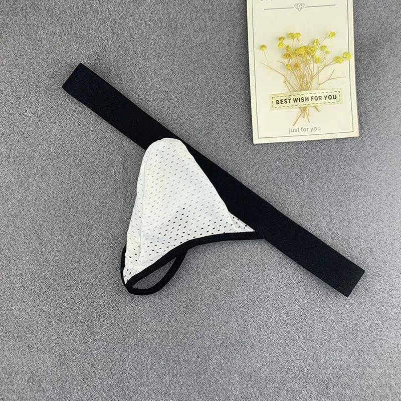 Description Picture 6 of itemMen's Thong Underwear Sexy Mesh Breathable Low Waist Slim Elastic T Pants Nylon Comfort Gay Lingerie Solid Penis Pouch G-String