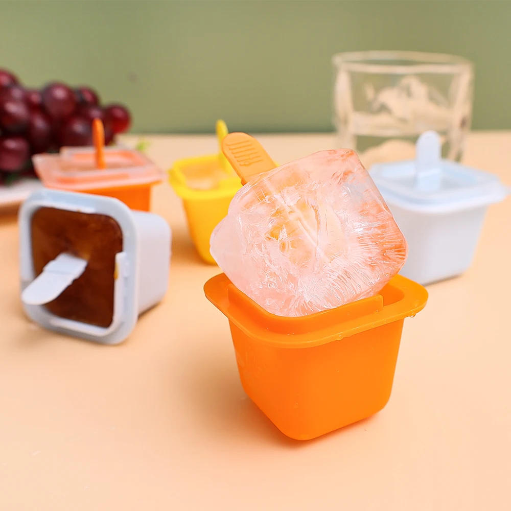 Description Picture 4 of itemSquare Ice Cube Molds Food Grade Silicone Ice Cream Mould Tray with Popsicle Stick DIY Jelly Pudding Summer Ice Ball Maker Tools