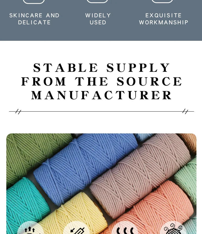 Description Picture 4 of item3mm 100 Meter Colored Cotton Rope DIY Hand Woven Thick and Thin Cotton Thread Rope Woven Tapestry Rope 3mm 100 Meter Colored Cot