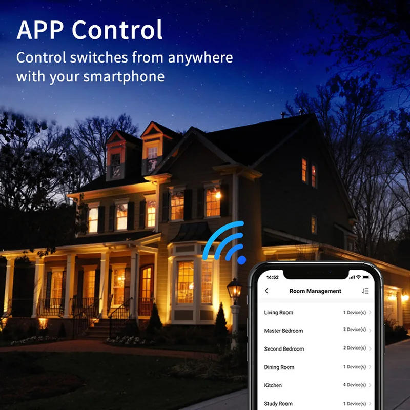 Description Picture 5 of itemTuya WiFi Smart Light Switch US 120 Type Wall Touch Panel Without Neutral Single Fire Work with Alexa Google Home 1/2/3 Gang