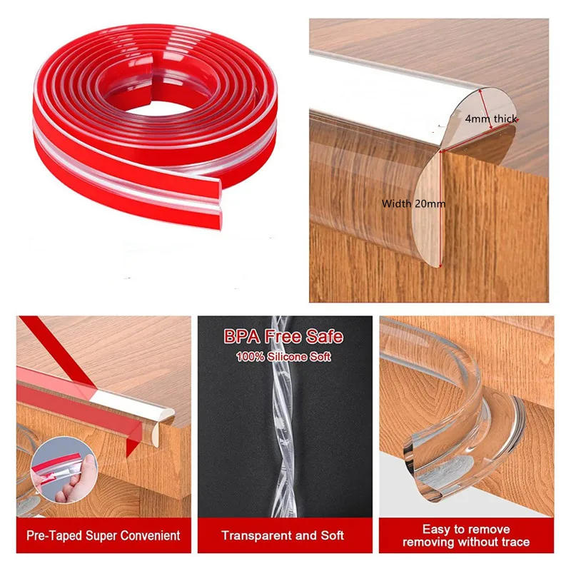 Description Picture 4 of itemTransparent PVC baby protection strip silicone soft corner protection for desk drawer corner anti-bump safety protection strip