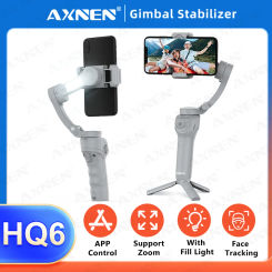 AXNEN HQ6 3-Axis Foldable Gimbal Cellphone Stabilizer Smart Following Photography Handheld Gimbal with Tripod Fill Light,2024New