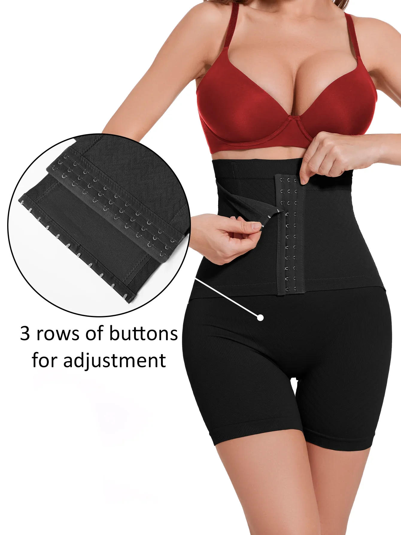 Description Picture 3 of itemWomen Tummy Control Slimming Panty with Girdle High Waist Trainer Body Shaper Shorts Plus Size Hooks Butt Lifter Shapewear