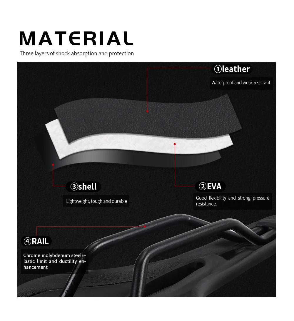 Description Picture 5 of itemTOSEEK Bike Saddle Ultralight MTB Cycling Seat Cushion Comfortable Ergonomic Bike Bike Saddle Durable Road Gravel Bicycle Part