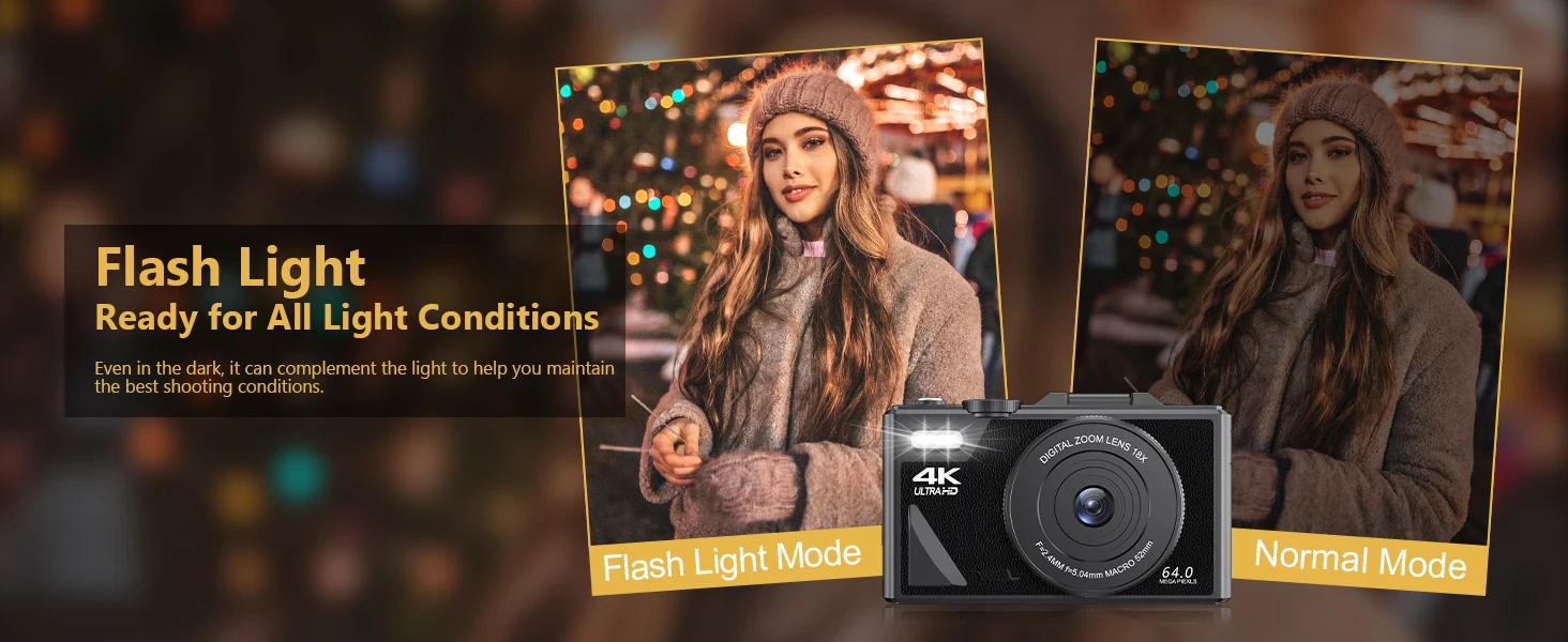 Description Picture 4 of item4K Camera for Photography 18X Digital Zoom Video Vlogging Camcorder for YouTube 3'' Flip Screen 64MP WIFI Selfie Webcam Cameras