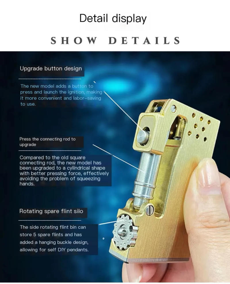 Description Picture 6 of itemVintage Brass Liquid Oil Lighter for Men Steam Punk Mechanical Gear Linkage Automatic Ejection Gasoline Lighter Handmade Gift