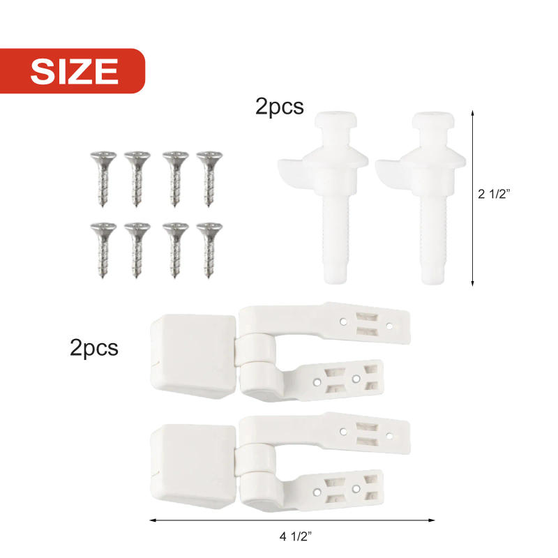 Description Picture 5 of item1 Pair White Plastic Toilet Seat Cover Hinge Replacement Parts With Bolts And Nuts