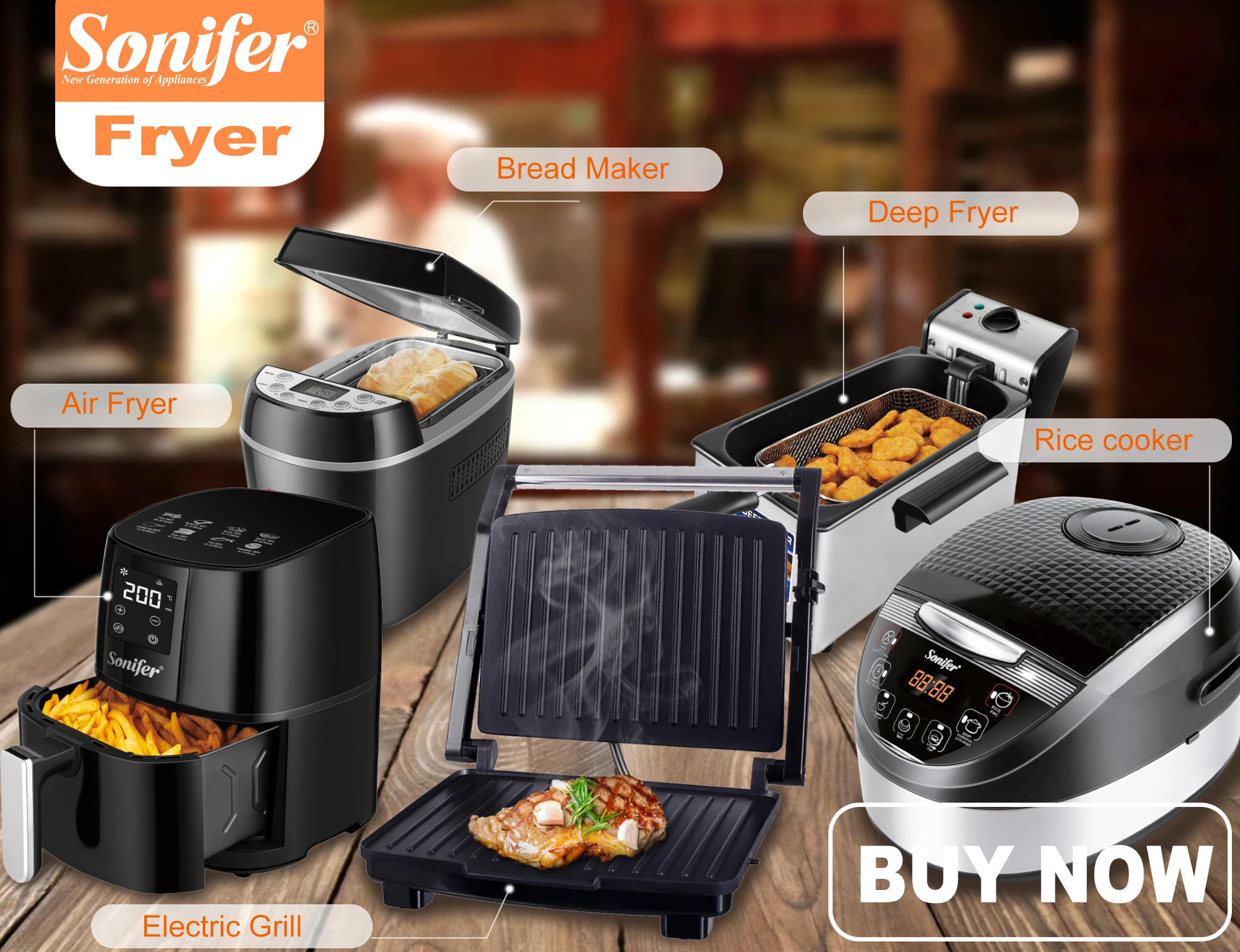 Description Picture 4 of item3L Deep Fryer Electric French Frie Frying Machine Oven Hot Pot Fried Chicken Grill Adjustable Thermostat Kitchen Cooking Sonifer