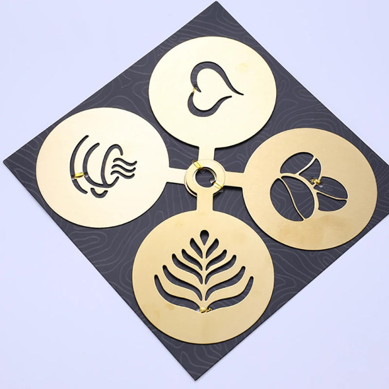 Description Picture 6 of itemStainless Steel Coffee Stencil Latte Cappuccino Decorating Stencils Cake Cookie Spray Paint Art Baking Mold For Barista Template