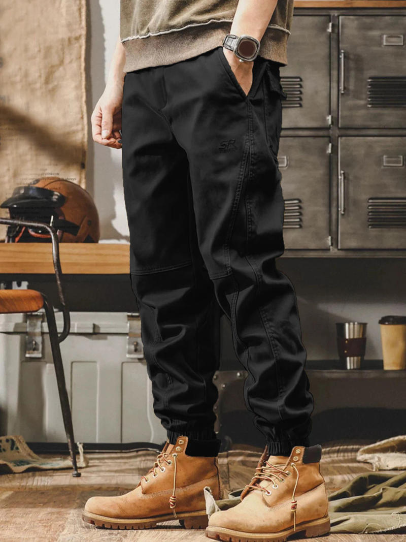 Description Picture 4 of itemBlack American workwear pants, men's loose oversized leggings, trendy lace up casual pants, trendy brand