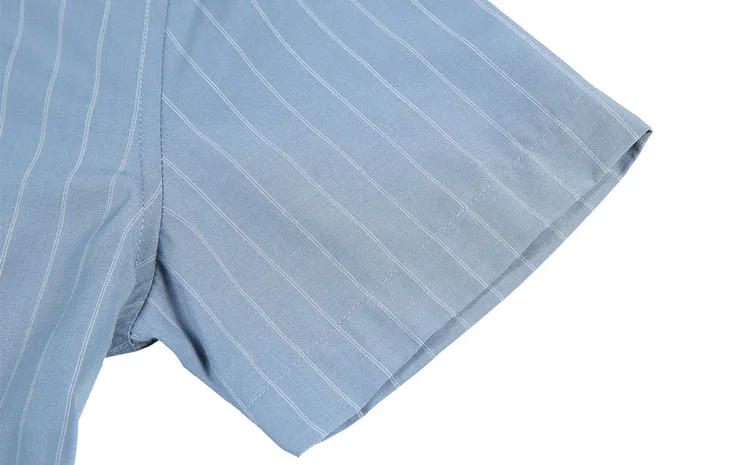 Description Picture 6 of itemPlus Size 4XL-M Men's Summer Short Sleeve Embroidery Striped Dress Shirts 2022 Korean Buttons Slim Casual Social Tuxedo Blouses