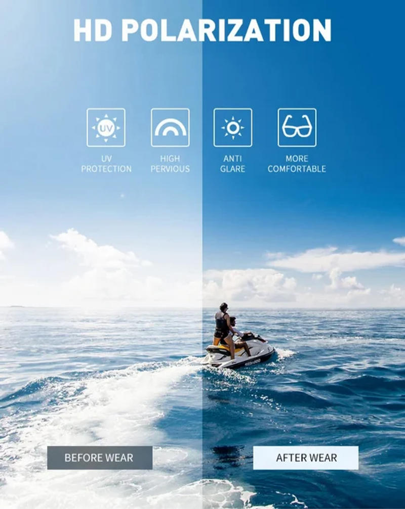 Description Picture 4 of itemMen Polarized Sunglasses Classic UV400 Driving Sports Unbreakable Rimless Oval Male Women TR90 Frame Outdoor Fishing Eyewear