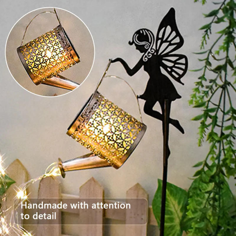 Description Picture 5 of itemRetro Metal Kettle Light IP65 Waterproof Metal Outdoor Path Light Hanging Solar Lantern Watering Can for Lawn Walkway Yard Decor