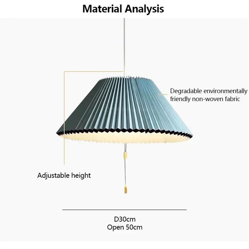 Description Picture 2 of itemArt Design Pleated Deformed Fabric Umbrella Chandeliers Home Decor LED Lighting Lamp for Bedroom Living Dining Room Luminaire