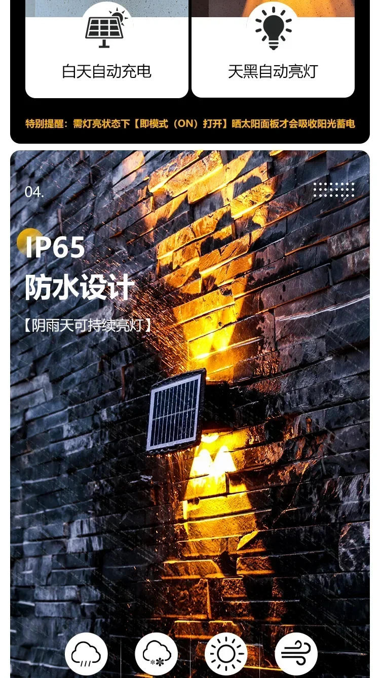 Description Picture 4 of itemWaterproof RGB White/Warm White Solar Light Outdoor Solar Wall Light Auto Switch Solar Garden Step Staircase Decoration Light