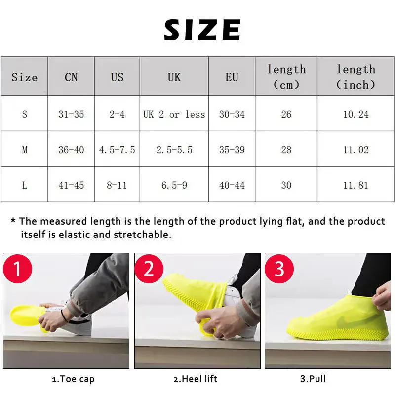 Description Picture 3 of itemWaterproof Shoe Covers Silicone Anti-Slip Rain Boots Unisex Sneakers Protector for Outdoor Rainy Day Reusable Rain Shoe Cover