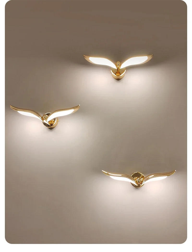 Description Picture 5 of itemNew Bird Wall Lamp Nordic LED Wall Light Creative Seagull Shape Golden Sconce Indoor Lighting Home Decor for Bedroom Living Room