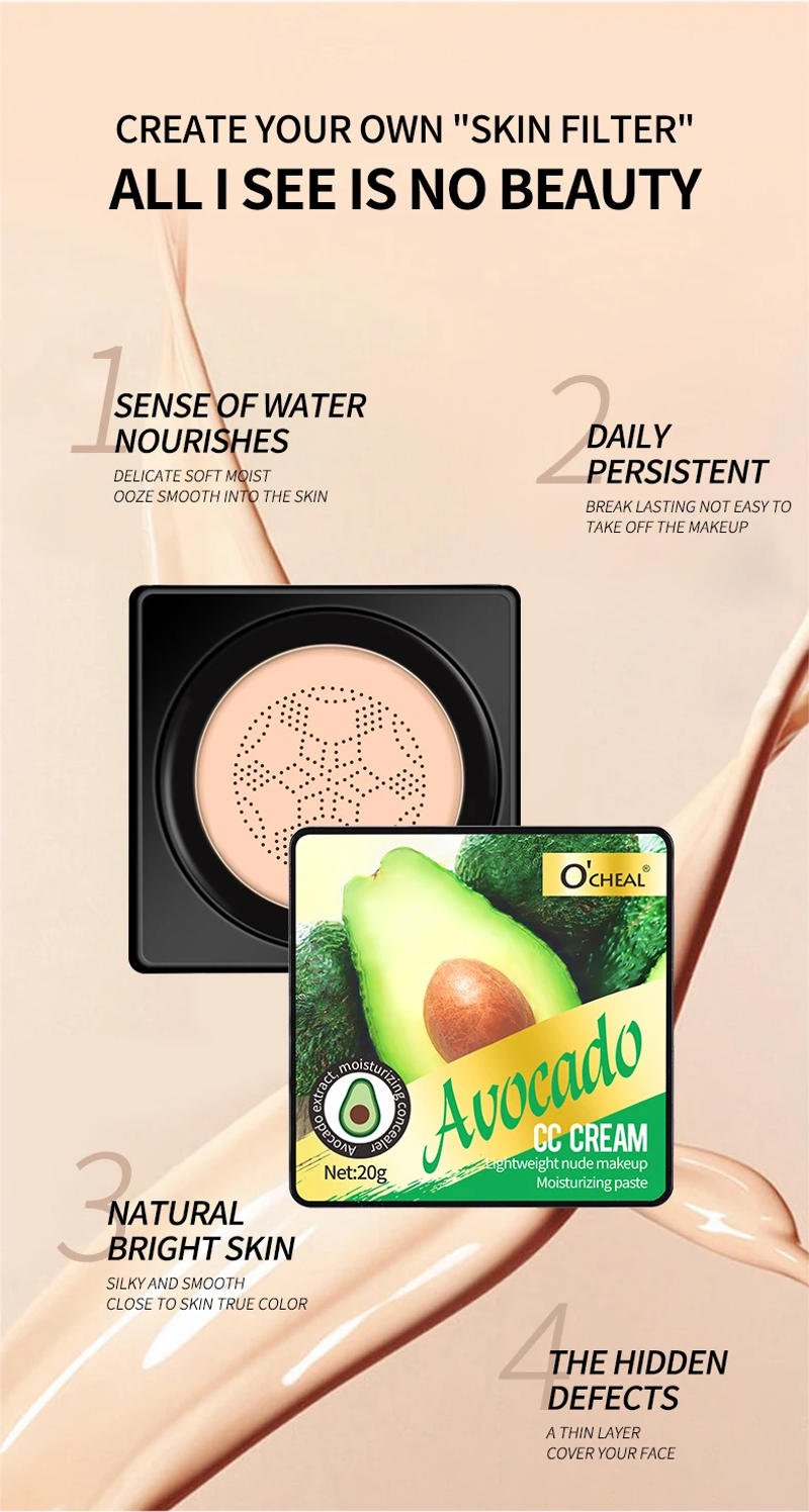 Description Picture 5 of itemAir Cushion CC Cream Mushroom Head Puff Moisturizer Concealer Brightening BB Cream Waterproof Face Base Beauty Makeup Cosmetics