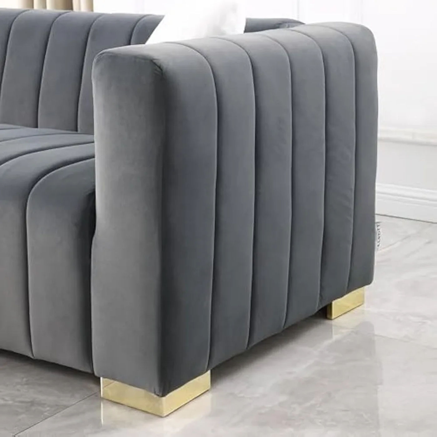 Description Picture 6 of itemModern Sofa Couch 2 Set for Living Room, Velvet Chesterfield 2-Pcs Upholstered Sofa Couch for Apartment Bedroom Office, Strong