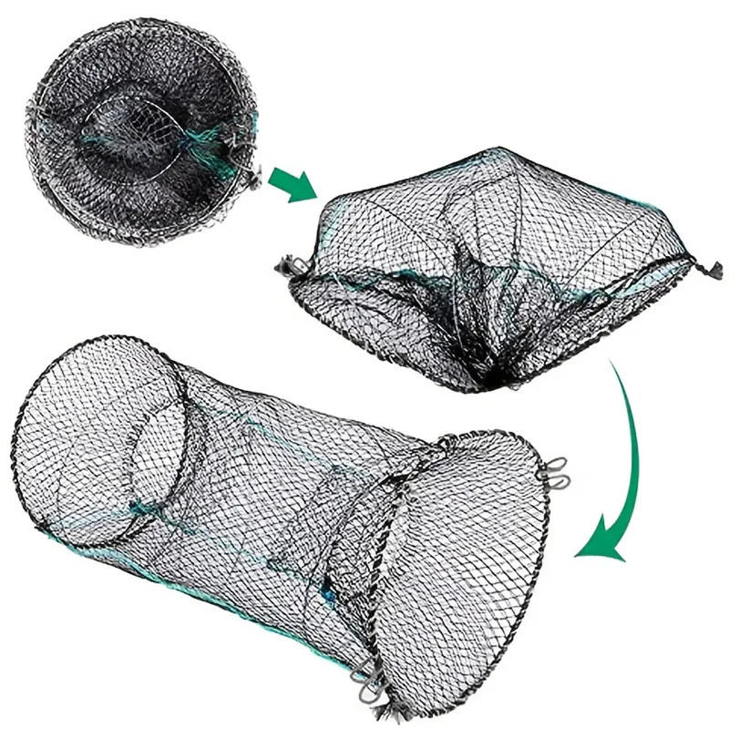 Description Picture 4 of itemFishing Net Crab Crayfish Lobster Catcher Pot Trap Eel Live Bait Woven Loop Rope With Black Foldable Portable Fishing Net