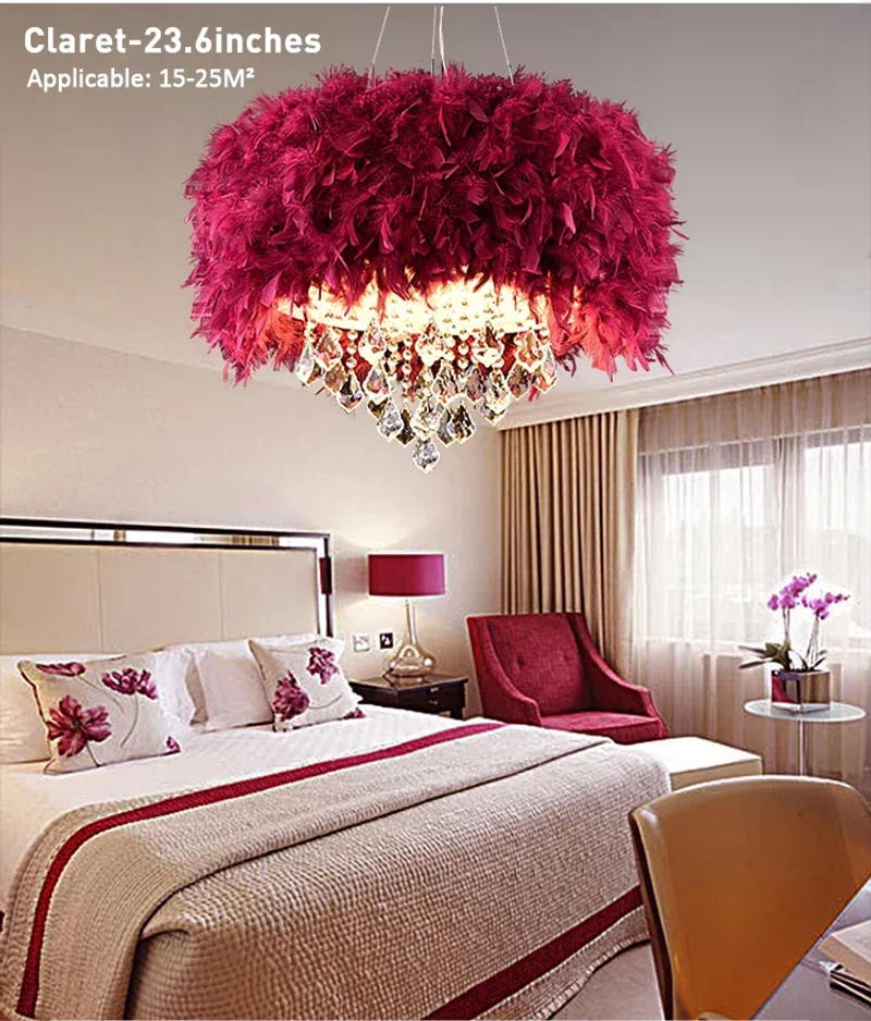 Description Picture 5 of itemModern Living Room LED Chandeliers Feather Crystal Chandeliers Kitchen Interior Lighting Room Decoration Ceiling Pendant Lamp