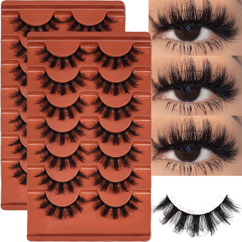 Description Picture 2 of item14Pairs/2Pack Fluffy False Eyelashes Full Wispy Lashes 8D Volume Curly Fake Eyelashes Multipack