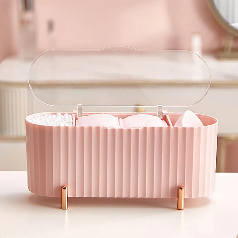Description Picture 4 of itemCotton Swab Organizer Holder Cotton Pad Storage Box Transparent Remover Paper Makeup Box With Lid Dustproof Desktop Makeup