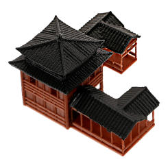 Micro Landscape Garden Yard Decorations Desktop Chinese Inn Model Home Train Household Crafts Plastic Ancient Building Figurine