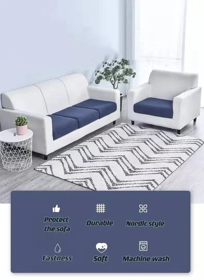 Description Picture 2 of itemThicken Elastic Sofa Cover For Living Room Solid Color Furniture Protector Sofa Cushion Cover slipcover Removable Couch Covers