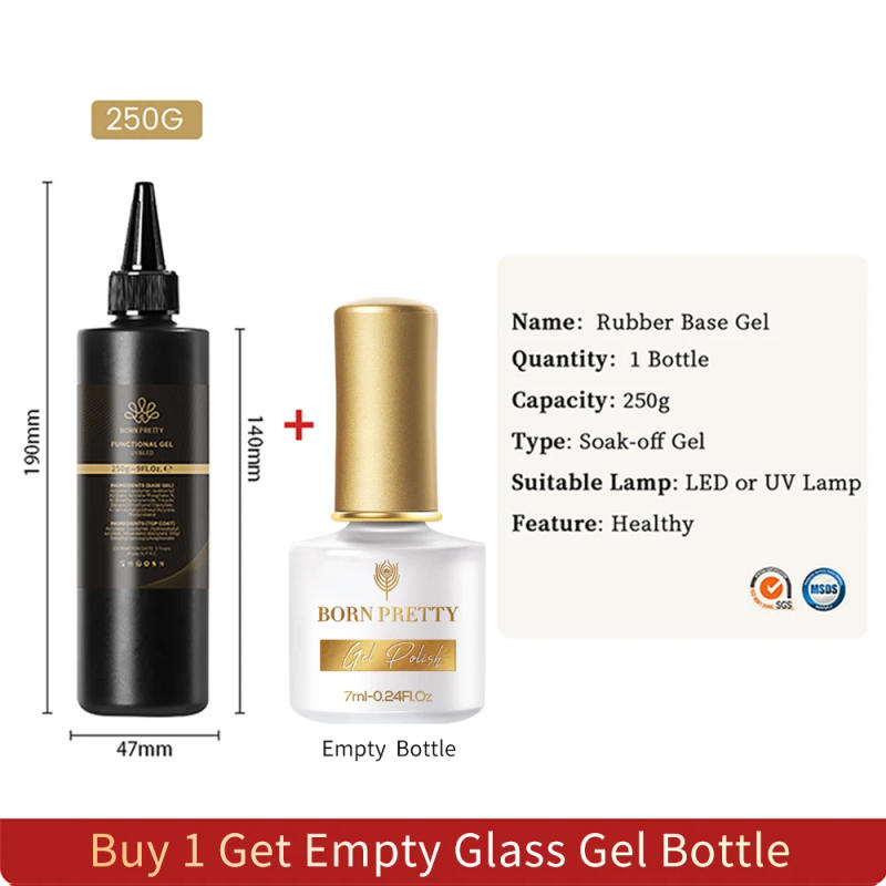 Description Picture 2 of itemBORN PRETTY 250g Clear Nude 2 In 1 Rubber Base Gel Functions Gel and Color Gel Self-leveling Gel Protecting Natural Nails