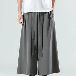 Men Plus Size Pants Casual Loose Wide Leg Ruffle Sports Long Bottom Summer French Cotton Comfy Big Trousers For Man Sweatpants