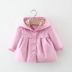 Baby Girl'S Winter Cute Solid Color Girl'S Jacket Sweet Beauty Baby Floral Hooded Jacket Long Sleeved Jacket (0-3 Years Old)