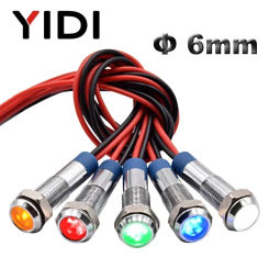 5/10pcs YIDI 6mm LED Metal Indicator Signal Lamp 6V 12V 24V 220V DC AC Motorcycle Wire Pilot Light Red Green Blue Amber White
