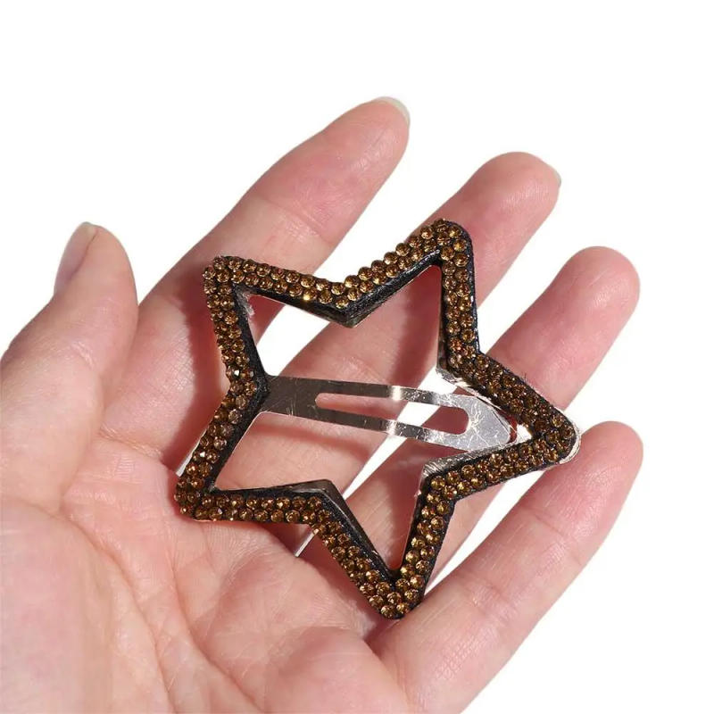 Description Picture 4 of itemMetal Rhinestone Star BB Clip Fashion Geometric Pentagram Hollow Hair Clip Hair Clip Barrettes Star Side Clip Girls