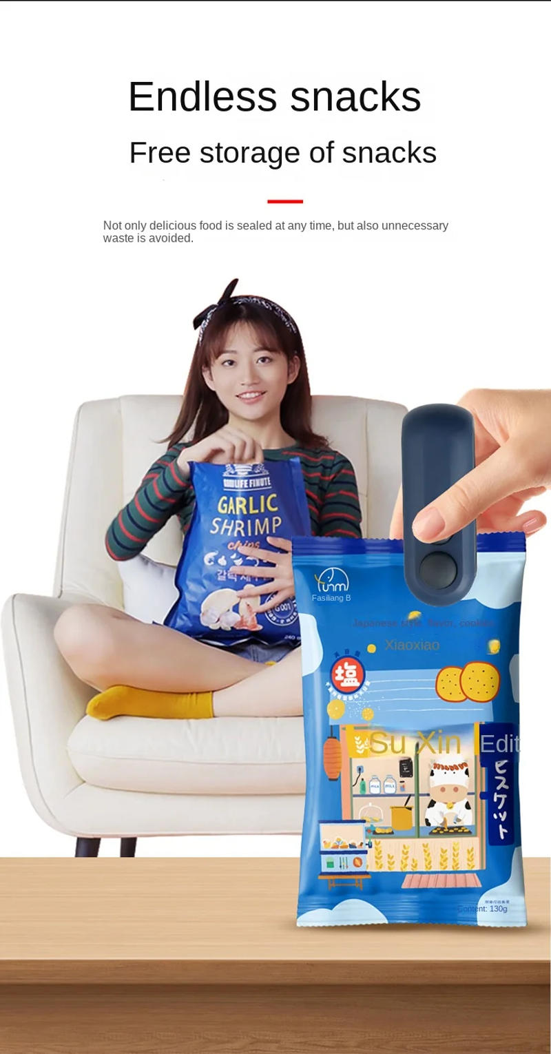 Description Picture 5 of itemVacuum Bag Sealing Machine Package Sealer Bags Plastic Bag Sealer Clip Bag Handheld Sealer Food Packaging Heat Sealer For Home