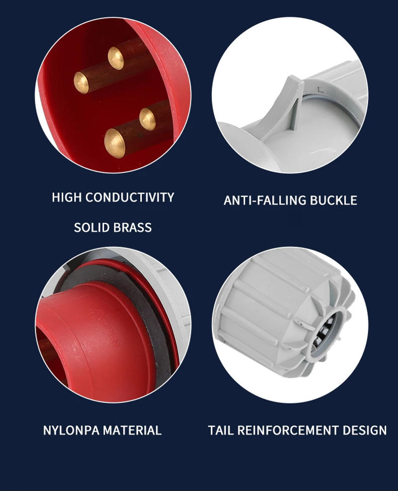 Description Picture 4 of itemKERE 3/4/5 Pin Cores Industrial Plug Wall Mounted Socket 32A 16A IP67 Waterproof Electrical Male Female Connector 220V 380V