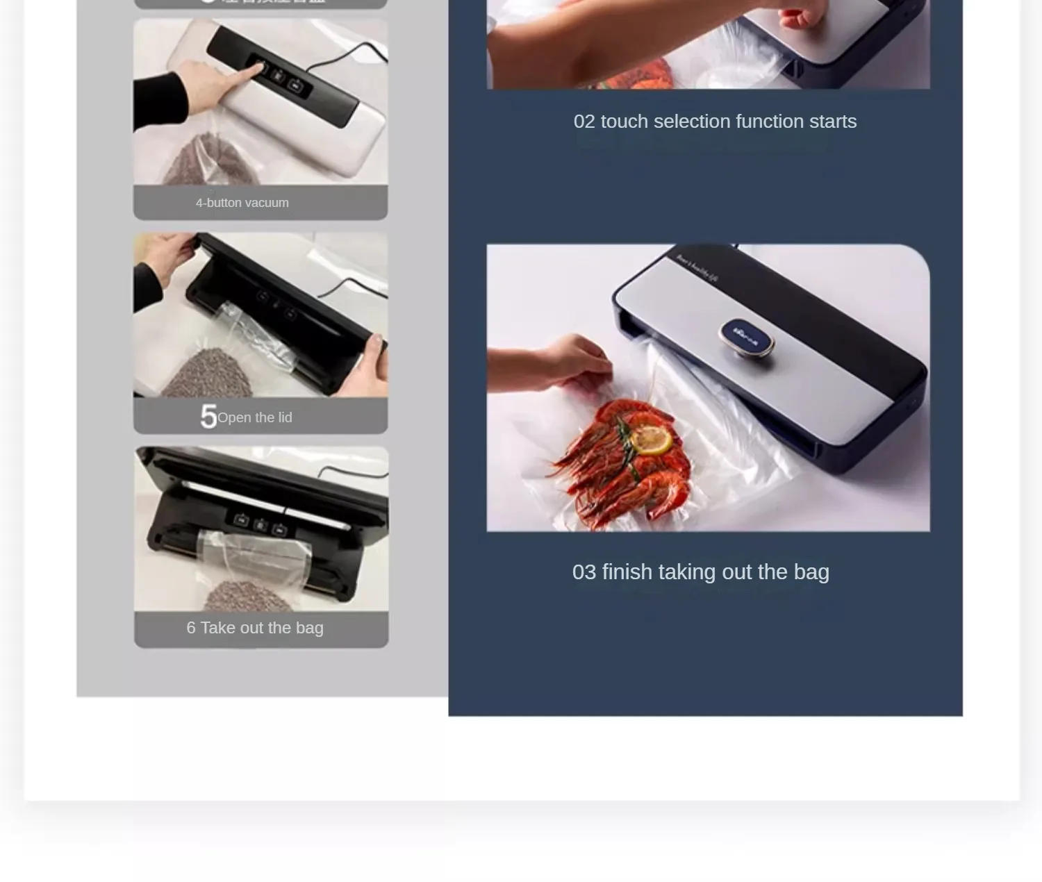 Description Picture 6 of itemAutomatic Vacuum Sealing Machine Small Fresh-Keeping Wet and Dry Dual-Use Sealing Machine Plastic-Envelop Machine Compressor