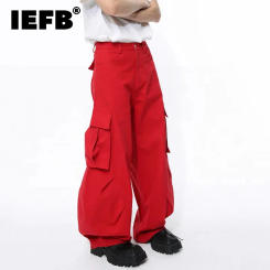 IEFB Men's Wear Spring New Overalls High Street Oversize Design Wide Leg Workwear Pants Sold Color Fashion Pocket Trouser 9C5103