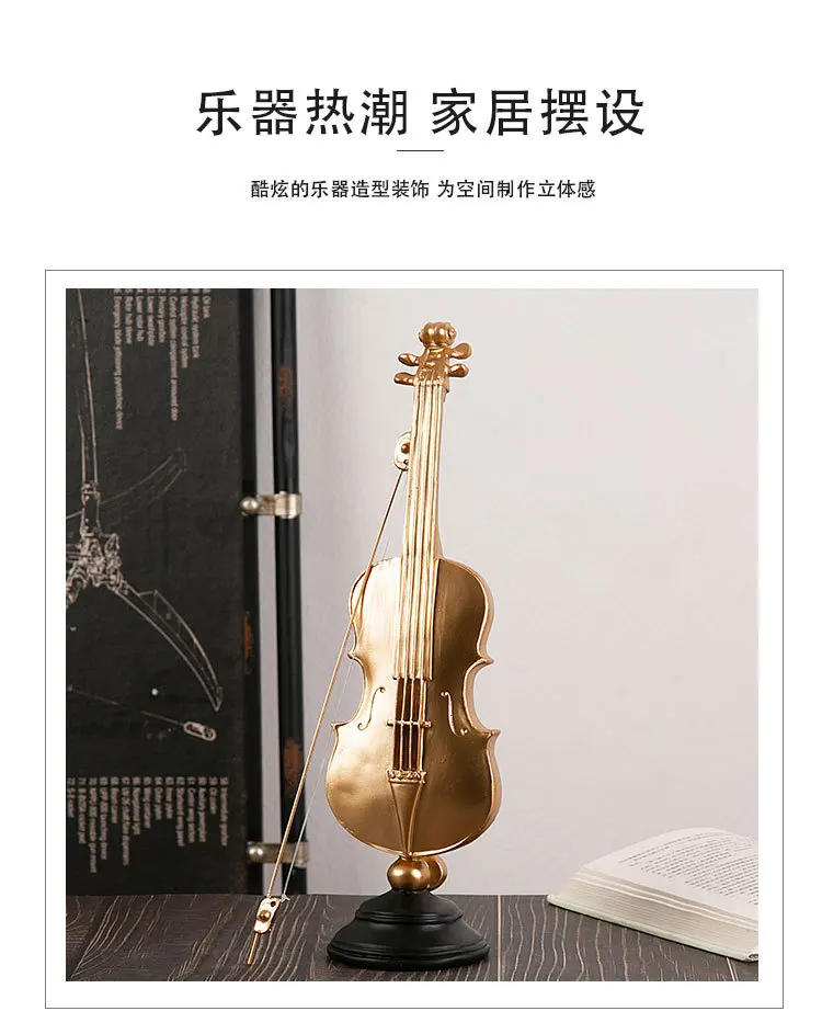 Description Picture 2 of itemEuropean Style Light Luxury Musical Instrument Ornaments Music Art Resin Crafts Violin Saxophone French Horn Decorative Articles