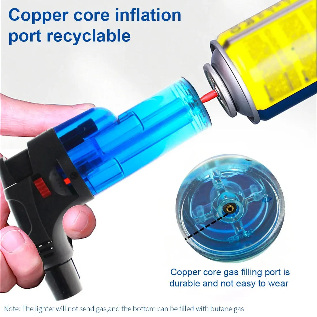 Description Picture 5 of itemOutdoor Portable High Temperature Welding Gun Butane Gas Torch Lighter Transparent Gas Window BBQ Kitchen Turbo Cigar Lighters