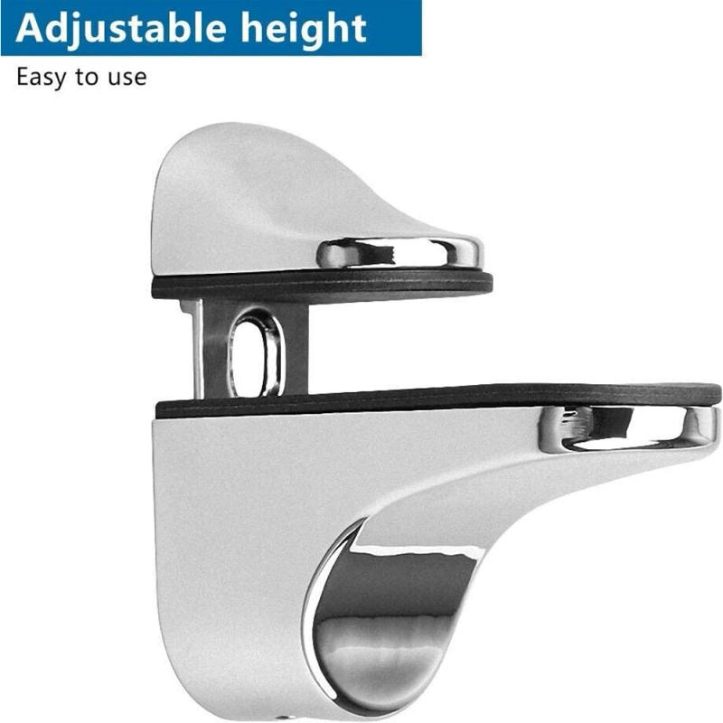 Description Picture 6 of item2pcs Adjustable Shelf Clamp Glass Shelf Support Plate Holder Bracket Zinc Alloy Wall Mount Fixed Plate Support Holder Clamp